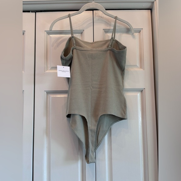 American Eagle, NWT, lace trim adjustable strap bodysuit, olive, XL - Picture 3 of 10